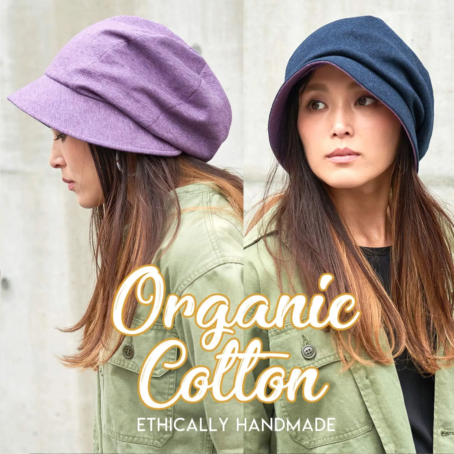 CHARM Women Cotton Sun Hat - Organic Summer Bucket Reversible Chemo Cap Foldable