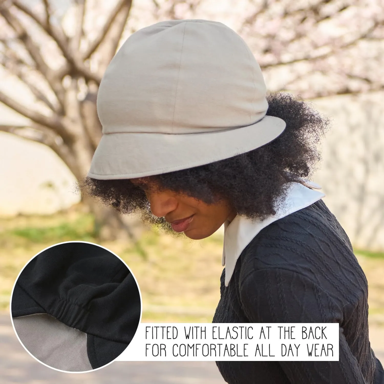 CHARM Women Cotton Sun Hat - Organic Summer Bucket Reversible Chemo Cap Foldable