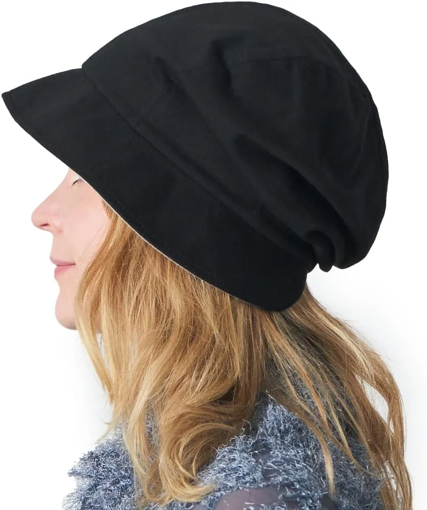 CHARM Women Cotton Sun Hat - Organic Summer Bucket Reversible Chemo Cap Foldable