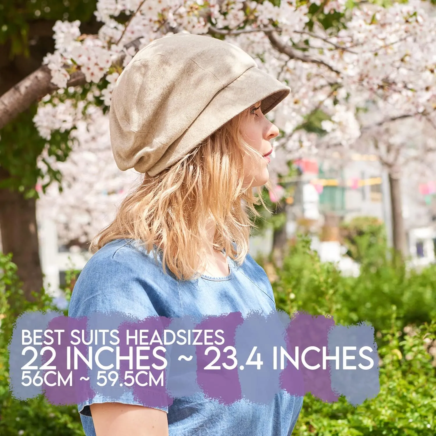 CHARM Women Cotton Sun Hat - Organic Summer Bucket Reversible Chemo Cap Foldable