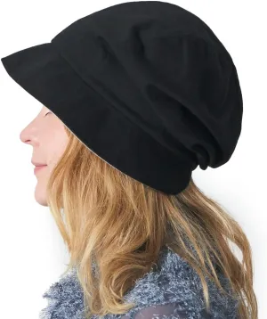 CHARM Women Cotton Sun Hat - Organic Summer Bucket Reversible Chemo Cap Foldable