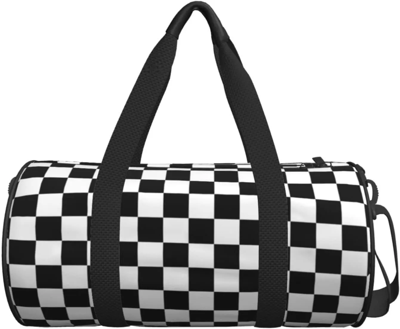 Checkerboard Black and White Pattern Travel Luggage Duffel Bag Sports Rolling Foldable Duffel Bag