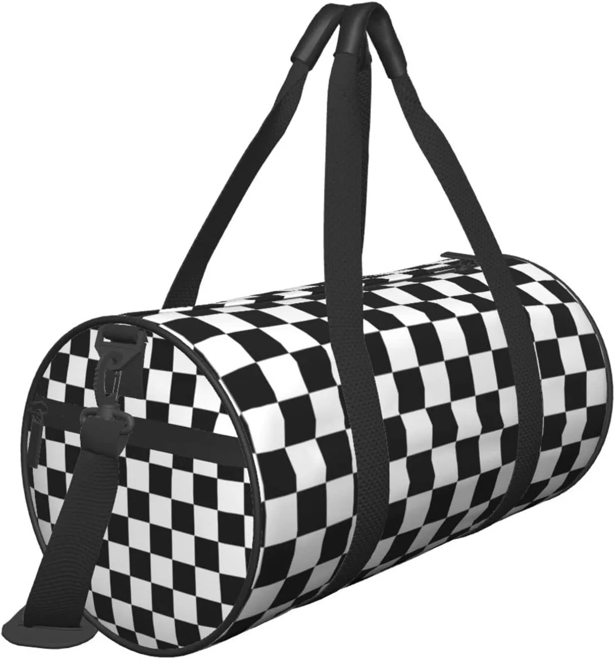 Checkerboard Black and White Pattern Travel Luggage Duffel Bag Sports Rolling Foldable Duffel Bag