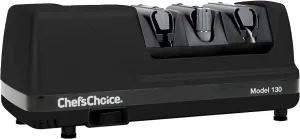 Chef’sChoice 130 Professional Electric Knife Sharpening Station for Straight and Serrated Knives and Uses Diamond Abrasives Made in USA, 3-Stage, Black
