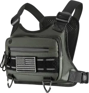 Chest Bag For Men and Women Water Resistant Running Vest Tactical Chest Bag Pack for Sports Outdoor (DarkGreen)