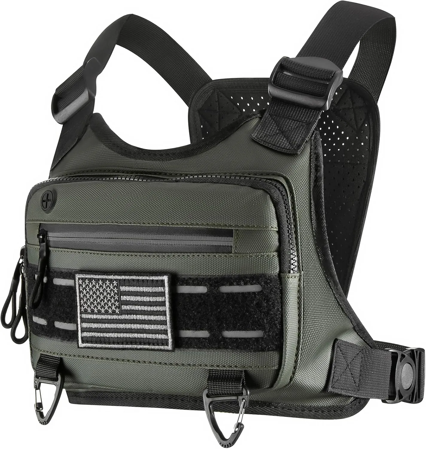 Chest Bag For Men and Women Water Resistant Running Vest Tactical Chest Bag Pack for Sports Outdoor (DarkGreen)