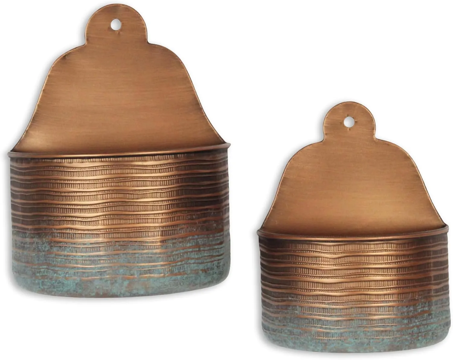 Cheungs Kyani Copper and Rustic Teal Vase Wall Planters (Set of 2)