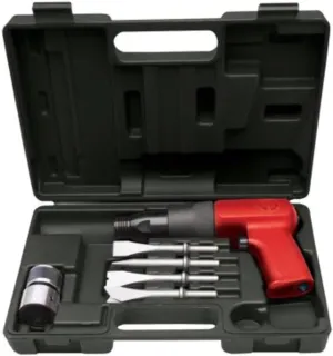 Chicago Pneumatic CP7110 Kit - Air Hammer, Welding Equipment Tool, Construction, 0.401 Inch (10.2mm), Round Shank, Stroke 2.64 in / 67 mm, Bore Diameter 0.75 in / 19 mm - 3200 Blow Per Minute