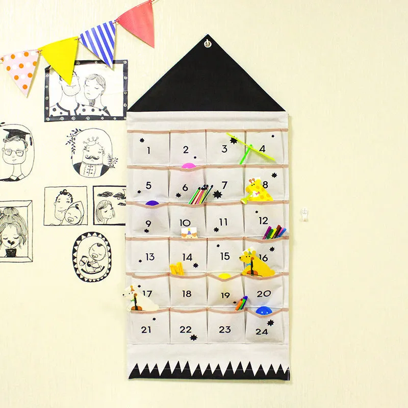 Children's Room 24-Pocket Canvas Hanging Hanging Bag Sundries Organizing Bag Wall-Mounted Storage Bag Key Hanging Bag