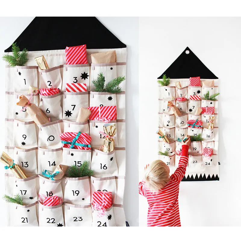 Children's Room 24-Pocket Canvas Hanging Hanging Bag Sundries Organizing Bag Wall-Mounted Storage Bag Key Hanging Bag