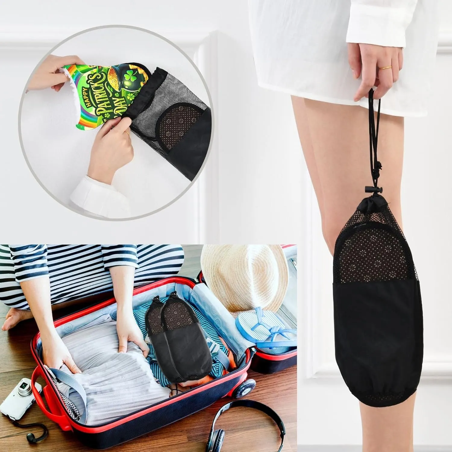 City at Dusk Mens Slip on Slippers, Home Slippers Portable Hospital Slippers with Storage Bag