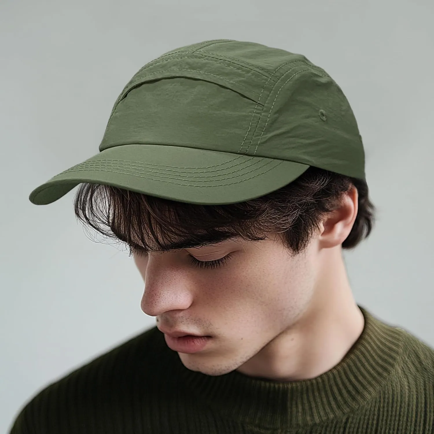 CLAPE 5 Panel Hat for Men, Curved Brim UPF50  Sun Hats Quick Dry Outdoor Sports Running Hat Baseball Cap