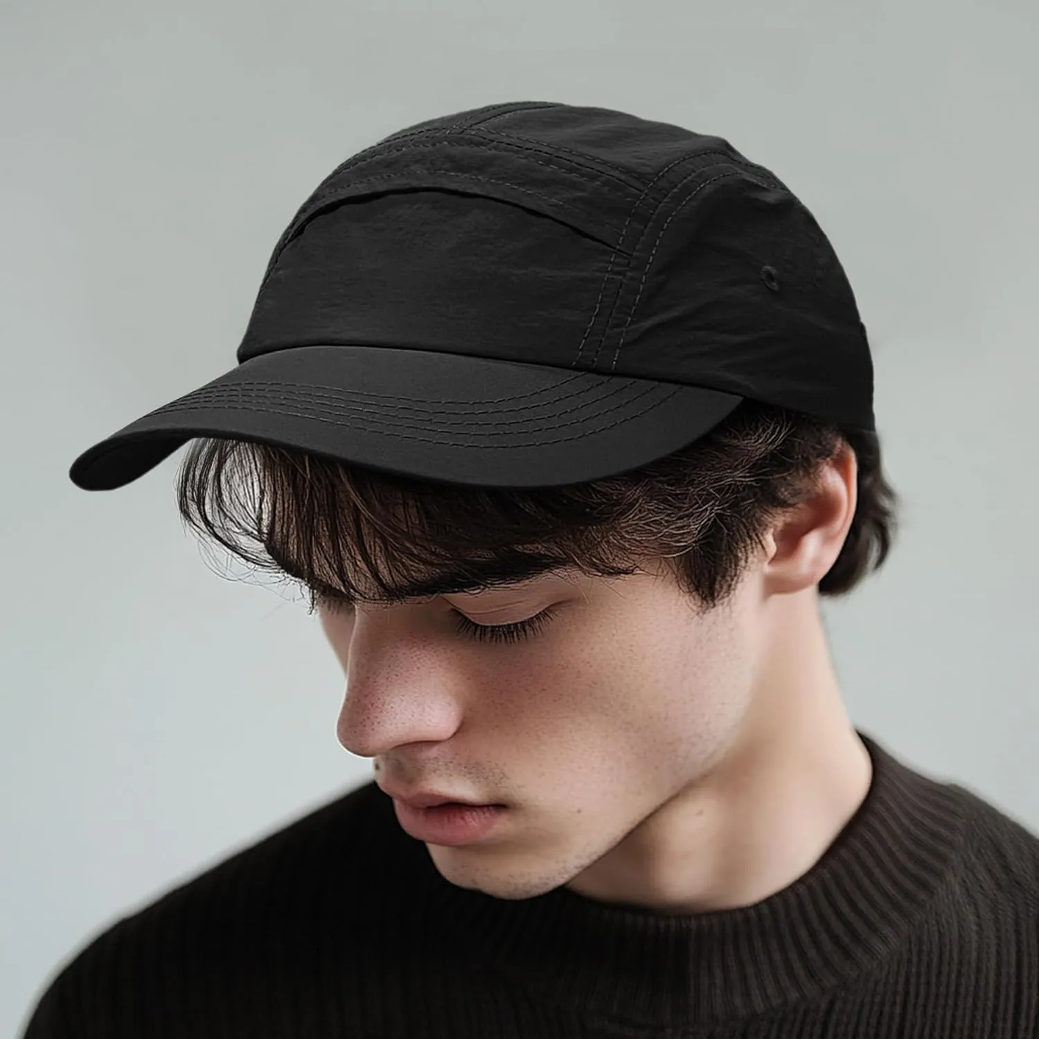 CLAPE 5 Panel Hat for Men, Curved Brim UPF50  Sun Hats Quick Dry Outdoor Sports Running Hat Baseball Cap