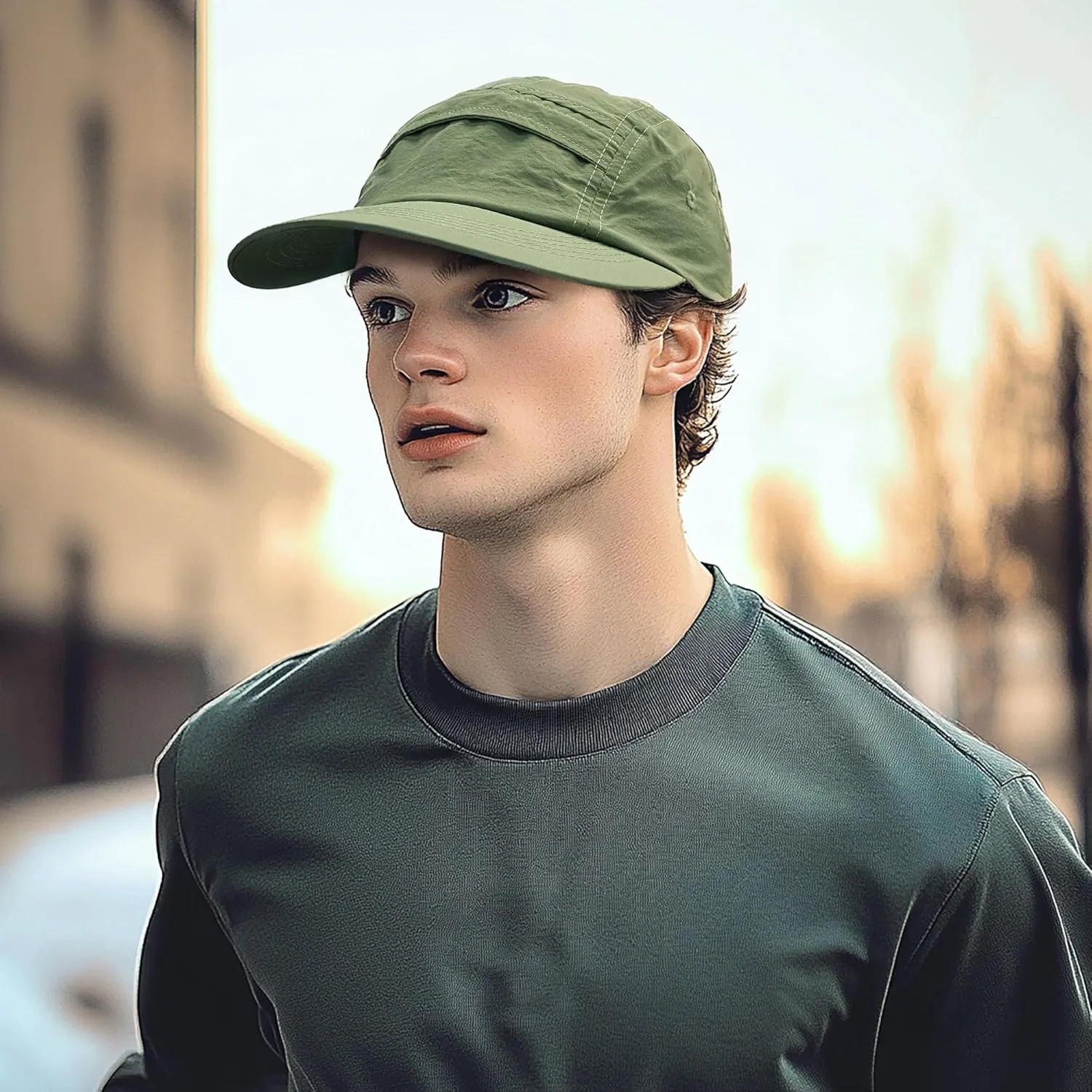 CLAPE 5 Panel Hat for Men, Curved Brim UPF50  Sun Hats Quick Dry Outdoor Sports Running Hat Baseball Cap