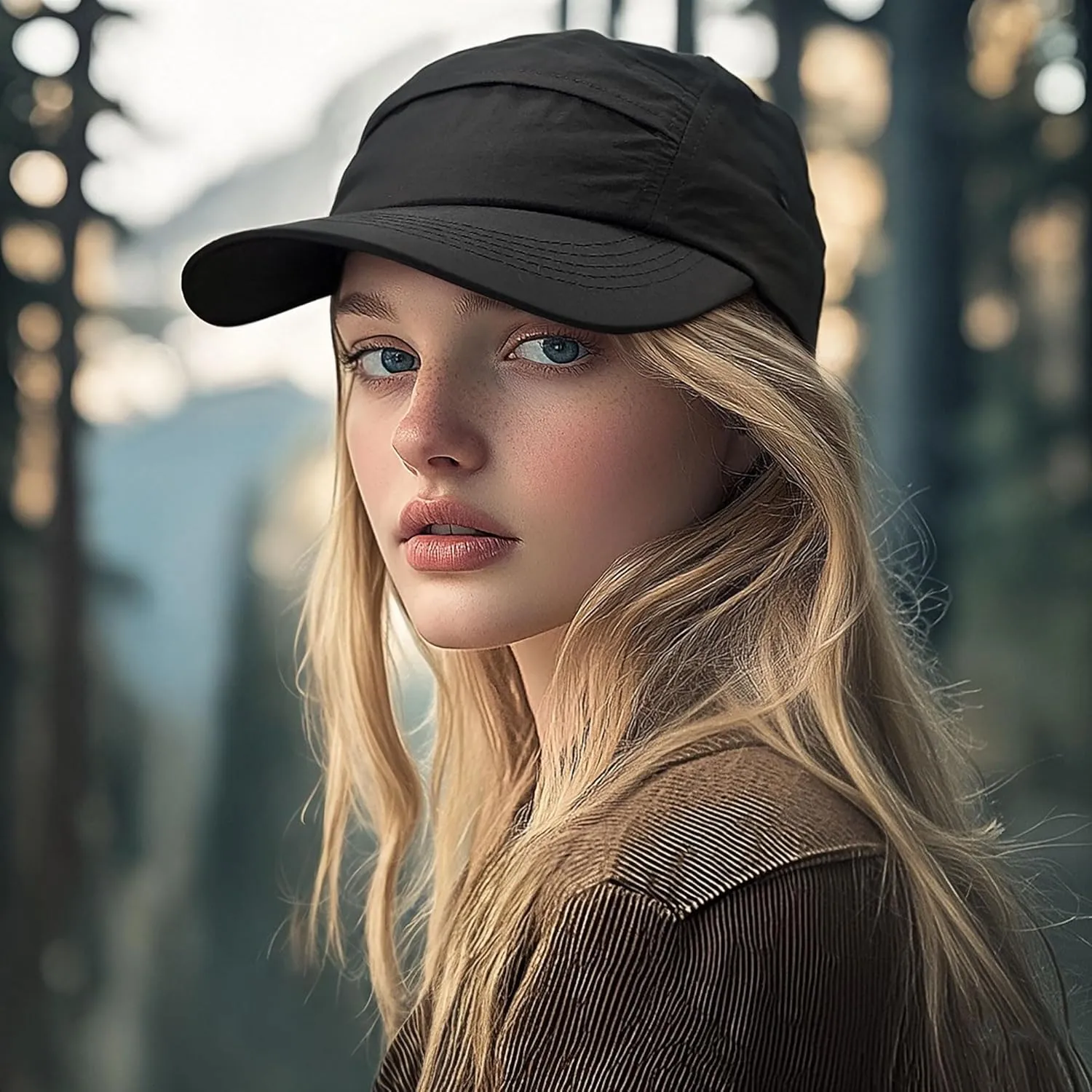 CLAPE 5 Panel Hat for Men, Curved Brim UPF50  Sun Hats Quick Dry Outdoor Sports Running Hat Baseball Cap