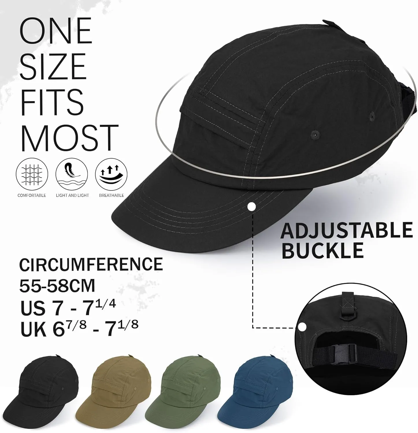 CLAPE 5 Panel Hat for Men, Curved Brim UPF50  Sun Hats Quick Dry Outdoor Sports Running Hat Baseball Cap