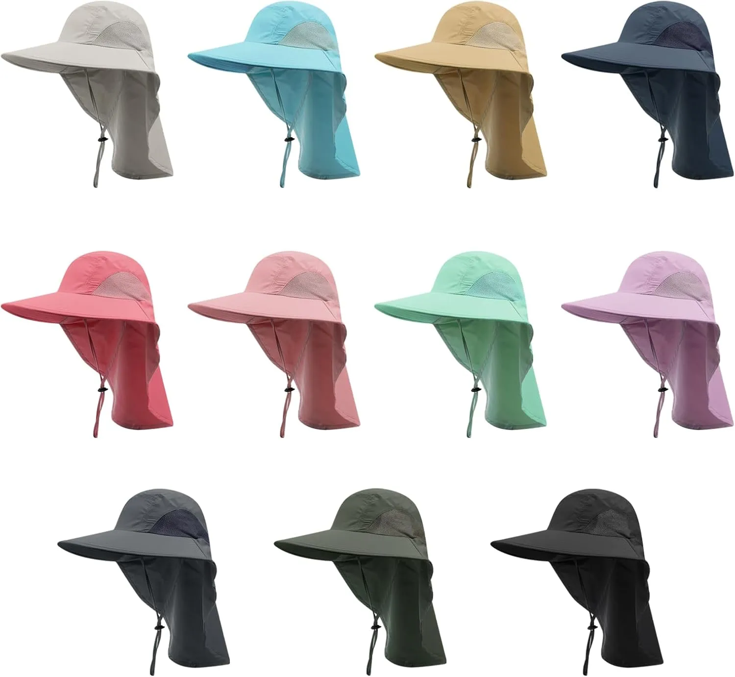 CLAPE Sun Protection Hats for Men Women Wide Brim Fishing Hats with Neck Flap Quick Dry Breathable Safari Hiking Cap