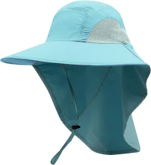 CLAPE Sun Protection Hats for Men Women Wide Brim Fishing Hats with Neck Flap Quick Dry Breathable Safari Hiking Cap