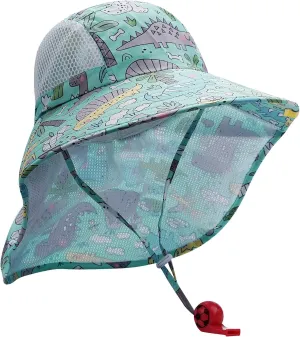 CLAPE UPF50  Kids Sun Hat Mesh Bucket Caps with Neck Flap Summer Beach Hat Infant Play Caps Fisherman Travel Caps for Camping