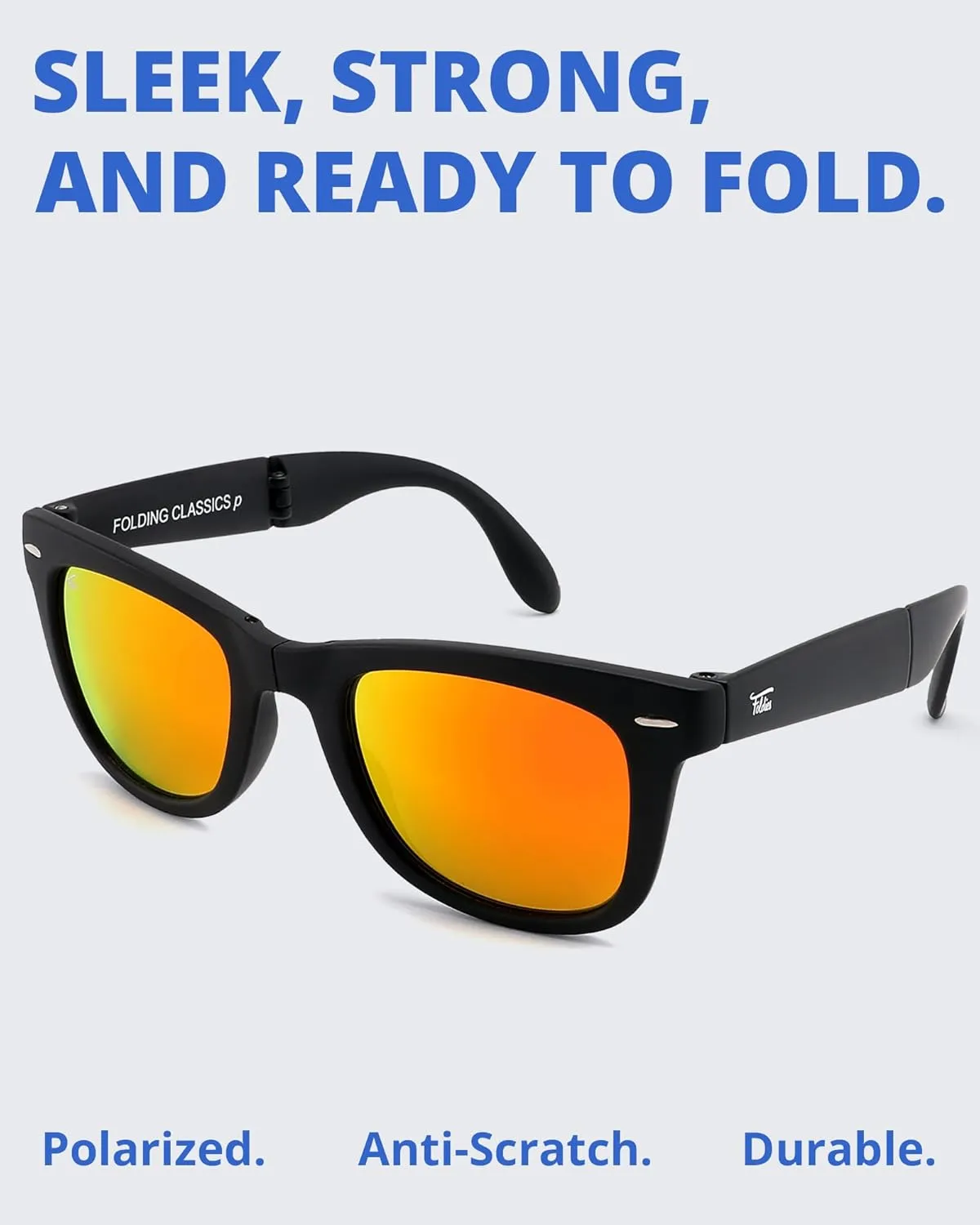Classic Folding Sunglasses Polarized, UV400, UVA, UVB Protection for Men Women, Folding Sunglasses Leather Case