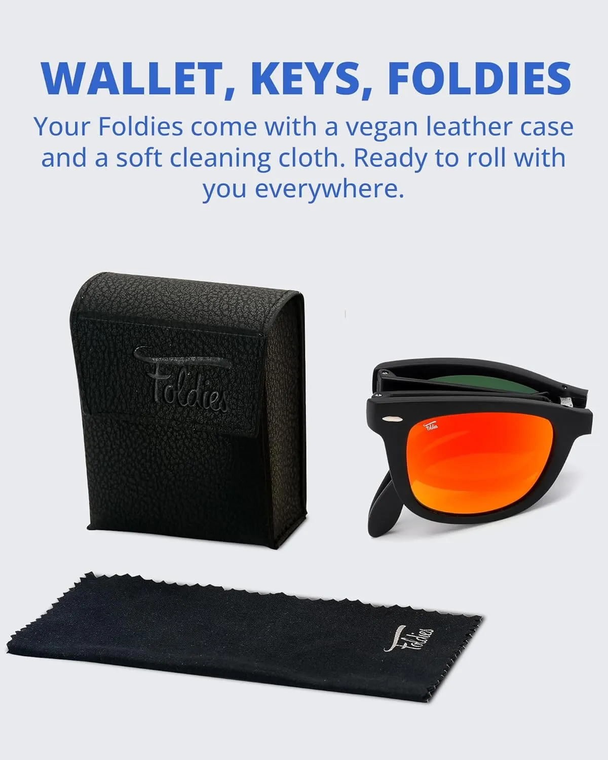 Classic Folding Sunglasses Polarized, UV400, UVA, UVB Protection for Men Women, Folding Sunglasses Leather Case