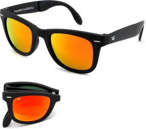 Classic Folding Sunglasses Polarized, UV400, UVA, UVB Protection for Men Women, Folding Sunglasses Leather Case