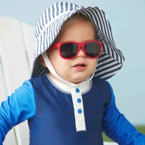 CLEARANCE Toddler Blue Stripe Sun Hat and Sunglass Set