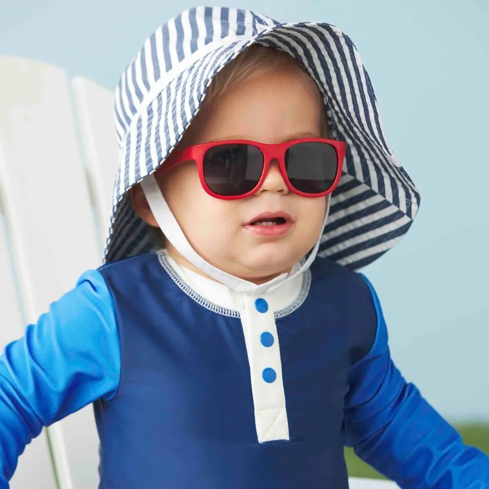 CLEARANCE Toddler Blue Stripe Sun Hat and Sunglass Set