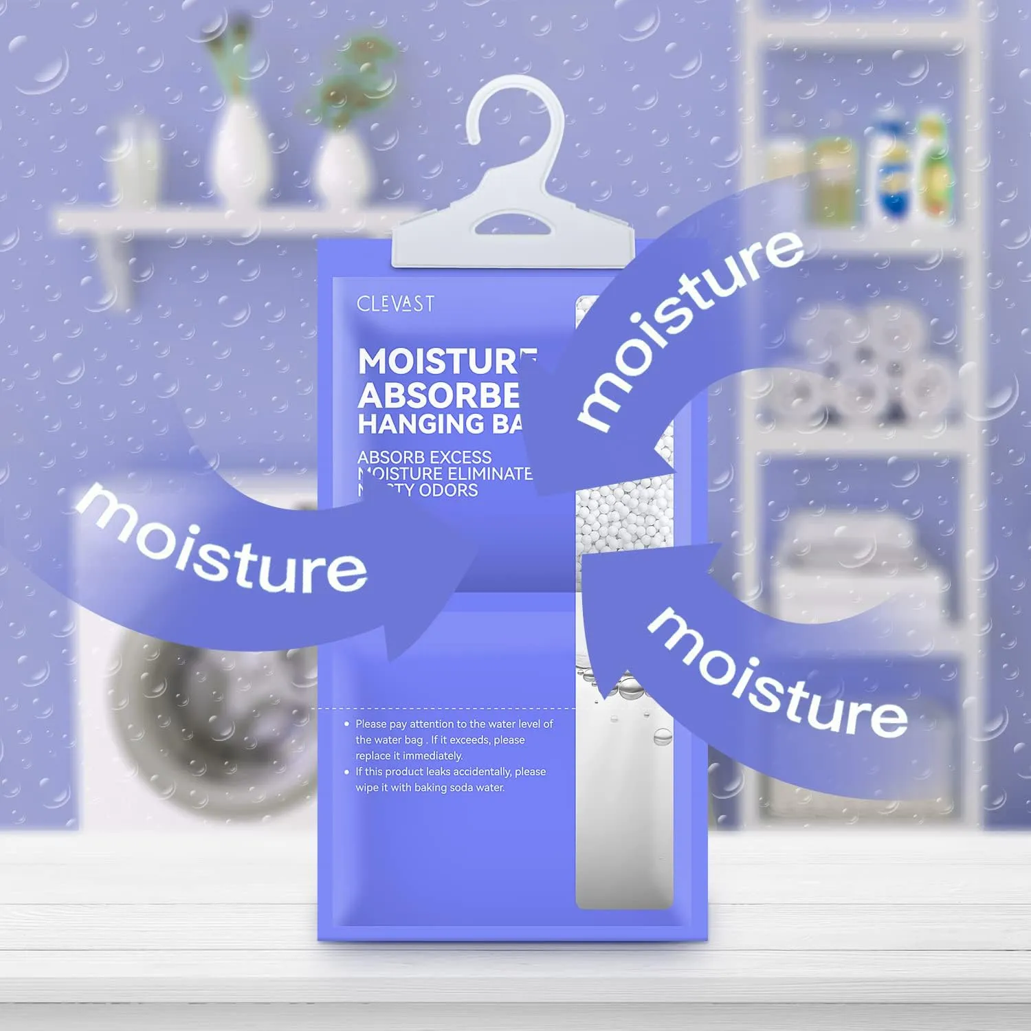 CLEVAST Moisture Absorbers Packets (230g/pack) - 10 Pack, Dehumidifier Bags for Closet, Hanging Humidity Absorber in Wardrobes, Bedrooms, Bathrooms