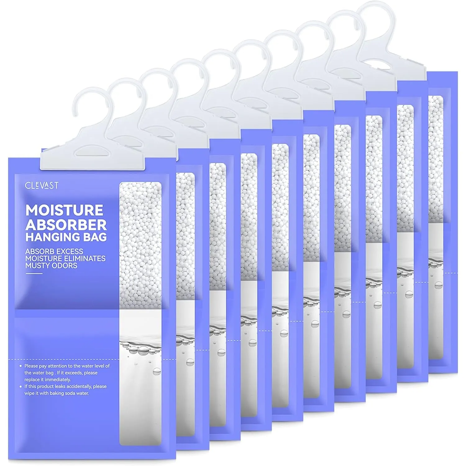 CLEVAST Moisture Absorbers Packets (230g/pack) - 10 Pack, Dehumidifier Bags for Closet, Hanging Humidity Absorber in Wardrobes, Bedrooms, Bathrooms