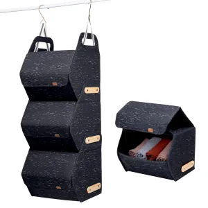 CleverMade Modular Storage System LUXE - Self-Standing, Stacking, and Hanging Storage Organizer for Home Organization and Storage – 3-Tier Hanging Closet Organizer - Made From Recycled Materials