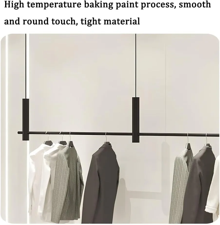 Clothing Store Suspended Ceiling Suspension Display Rack, Adjustable Height Organizer, Retail Display Clothes Storage Pipe Shelf, for Wedding Dress Organization(Silver,200cm)