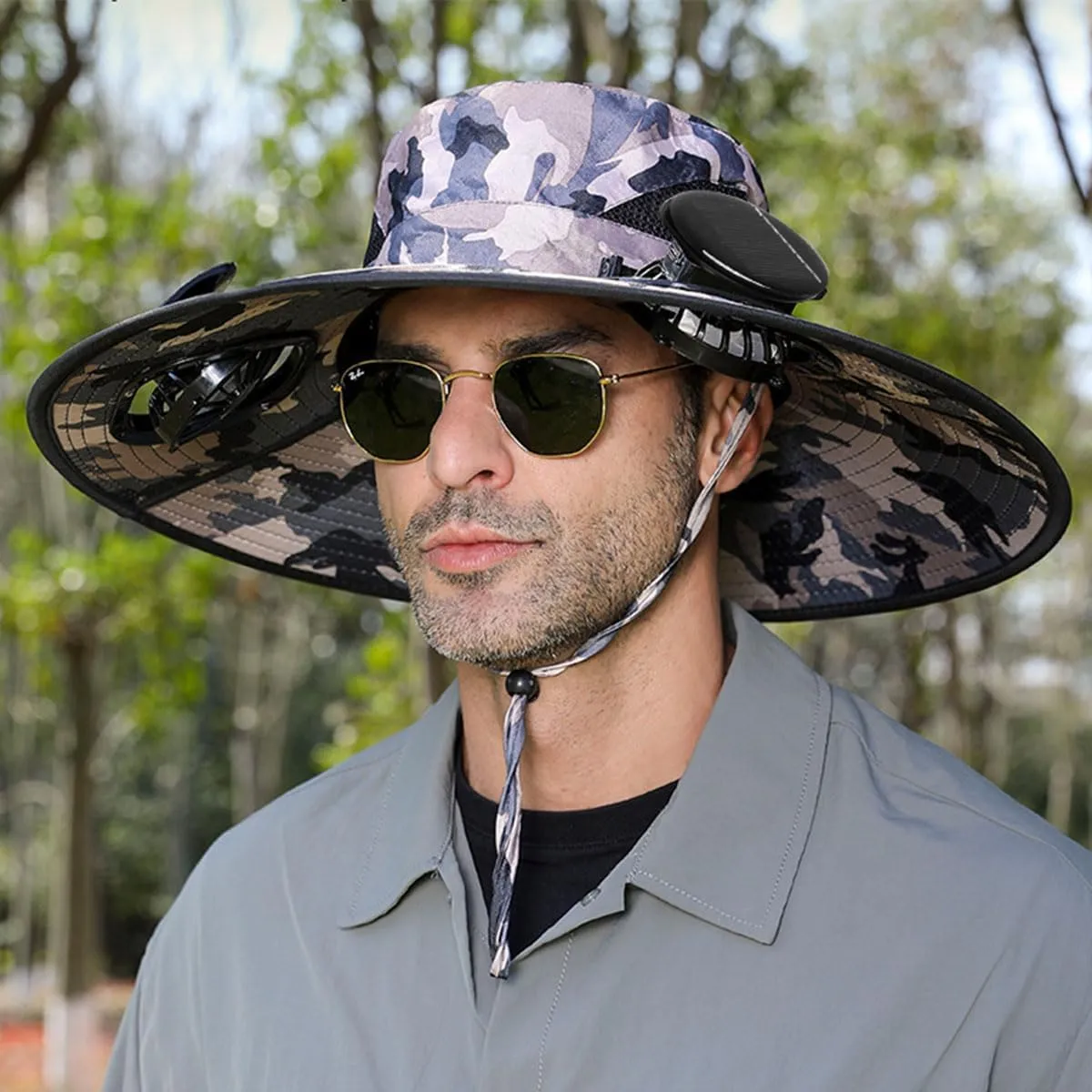 Colitt Fishing Hat, Colitt - Fishing Hat with Built in Fan, Ultralight Solar Powered Fan Sun Hats with Mask and Glasses
