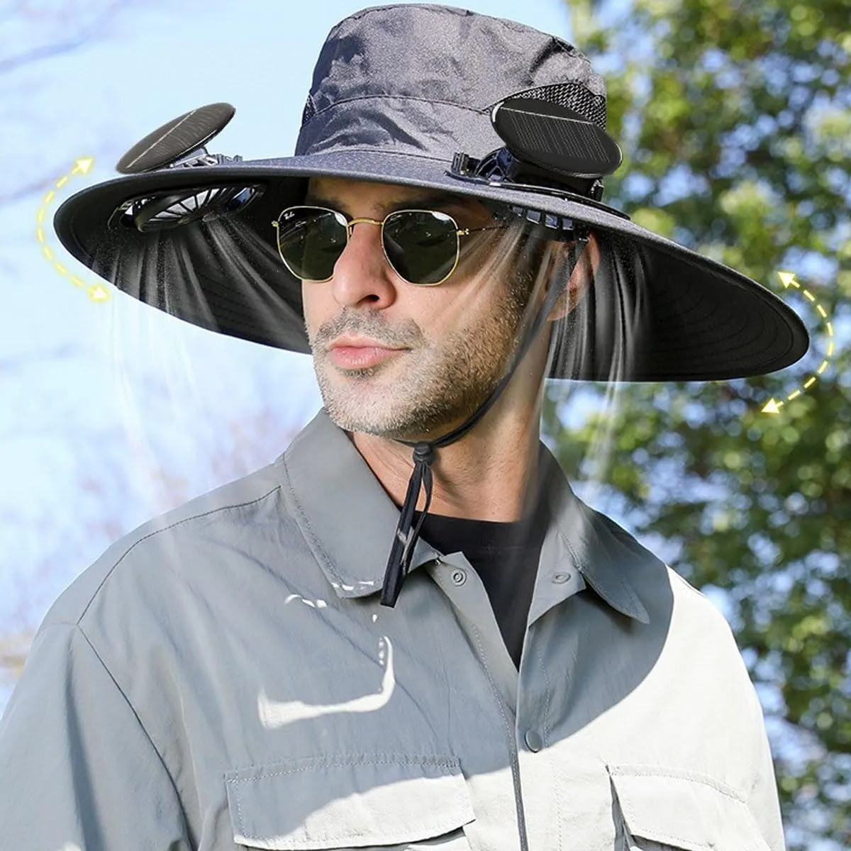 Colitt Fishing Hat, Colitt - Fishing Hat with Built in Fan, Ultralight Solar Powered Fan Sun Hats with Mask and Glasses