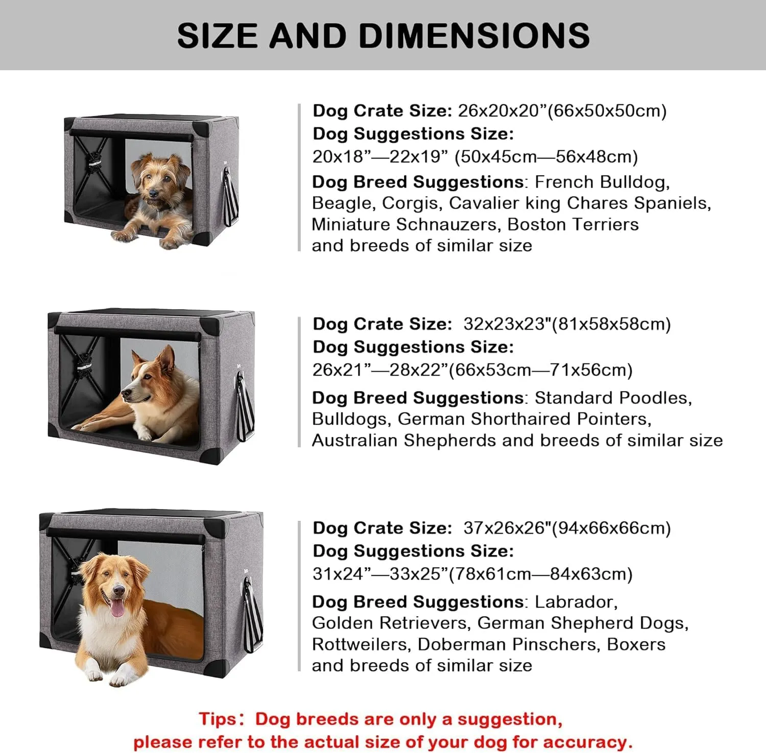 Collapsible Dog Crate - 26 Inch Portable Foldable Travel Crates for Small Dogs with Detachable Storage Bag, Removable Pad, and Mesh Windows for Outdoor & Indoor