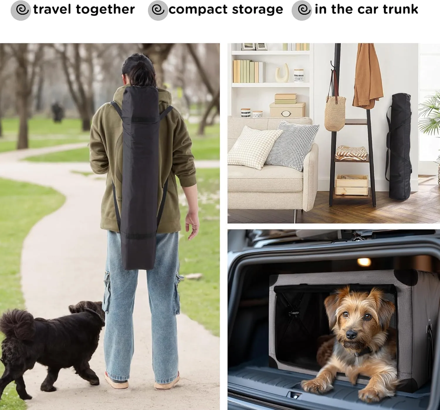 Collapsible Dog Crate - 26 Inch Portable Foldable Travel Crates for Small Dogs with Detachable Storage Bag, Removable Pad, and Mesh Windows for Outdoor & Indoor