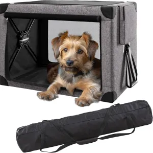 Collapsible Dog Crate - 26 Inch Portable Foldable Travel Crates for Small Dogs with Detachable Storage Bag, Removable Pad, and Mesh Windows for Outdoor & Indoor
