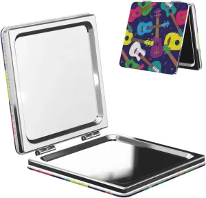 Colorful Cartoon Guitar Pattern Small Makeup Mirror Portable Travel Cosmetic Mirror Folding Small Pocket Mirror