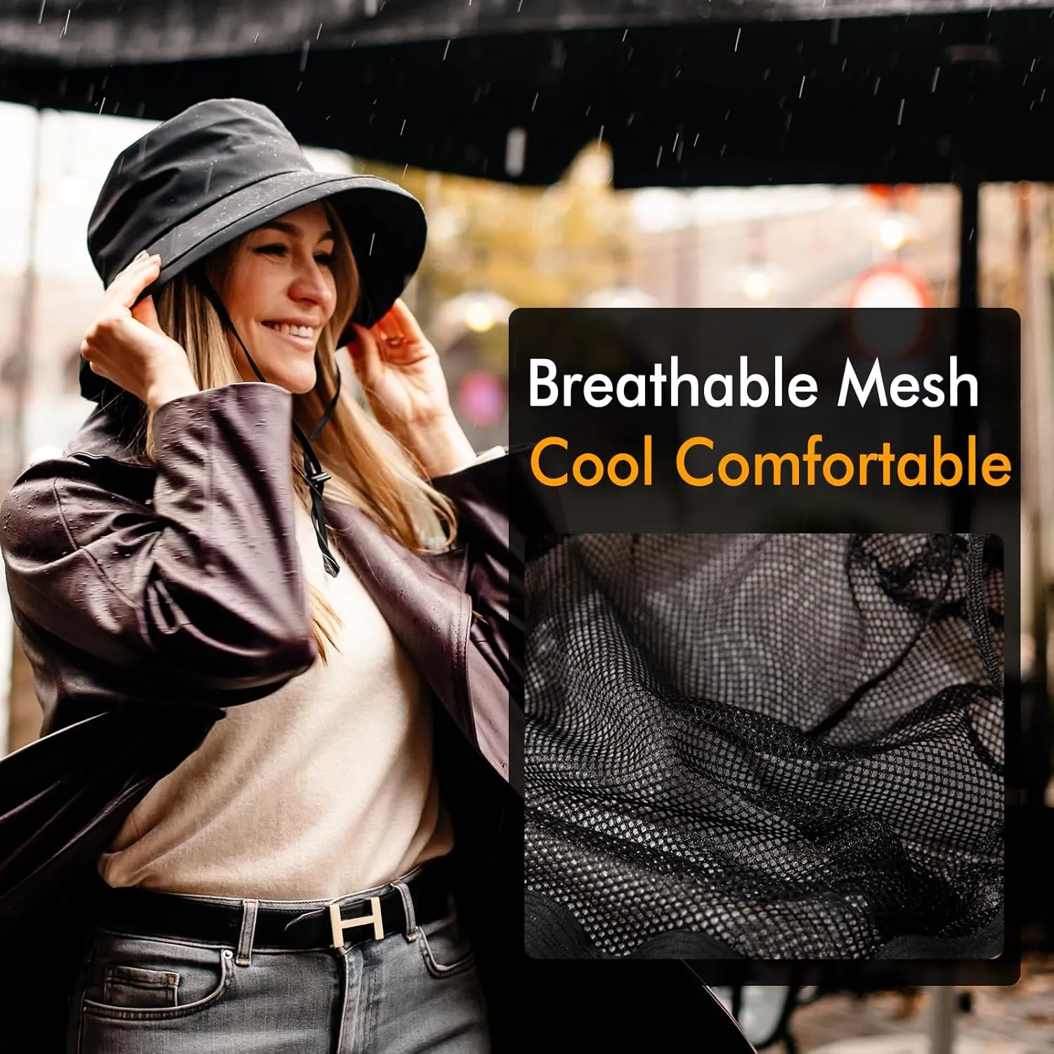 Comhats Rain Hat for Women Waterproof Wide Brim Sun Hats for Ladies UV Protection Summer Bucket Hats Beach Packable 55-62CM