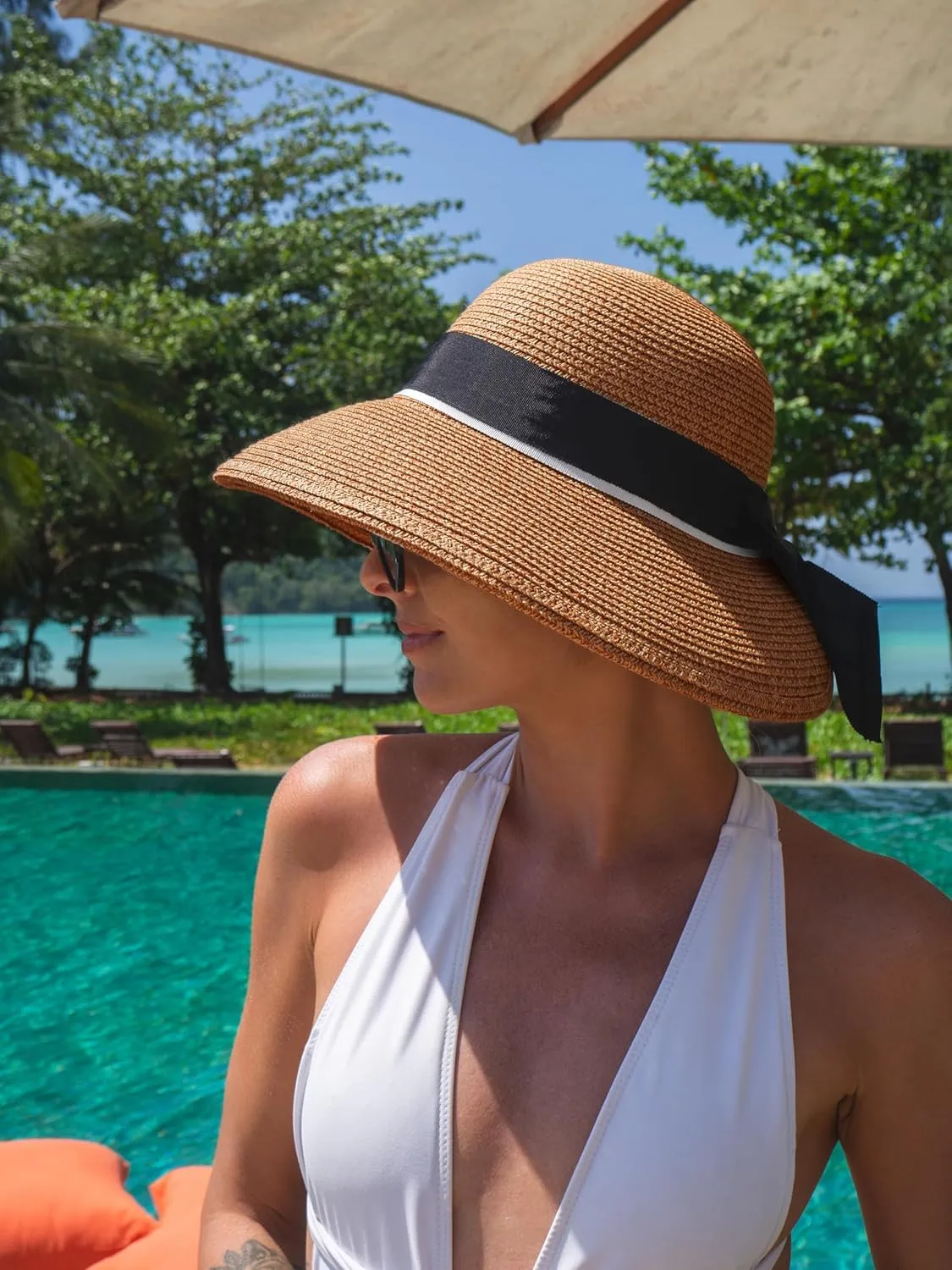Comhats Summer Beach Sun Hats for Women Wide Brim UV Protection UPF 50  Foldable Packable
