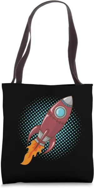 Comic Rocket Spaceship Space Missile Tote Bag