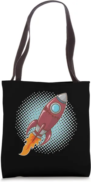Comic Space Rocket Tote Bag