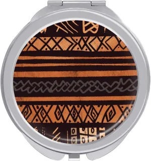 Compact Mirror for Purse African Mud Cloth Tribal Printed Portable Travel Makeup Mirror Double-Sided Folding Mirror Small Pocket Mirror for Women