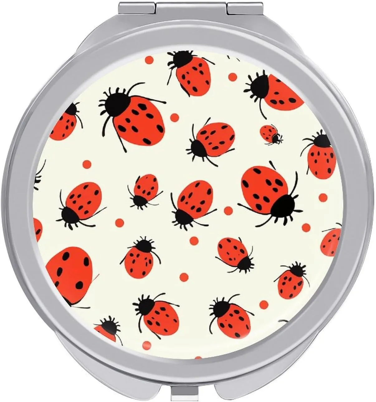 Compact Mirror Ladybugs Pattern Infinite Speckled Printed Double-Sided Makeup Small Mirror Folding Mini Pocket Mirror Portable Purse Mirror for Home and Travel