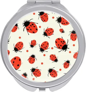 Compact Mirror Ladybugs Pattern Infinite Speckled Printed Double-Sided Makeup Small Mirror Folding Mini Pocket Mirror Portable Purse Mirror for Home and Travel