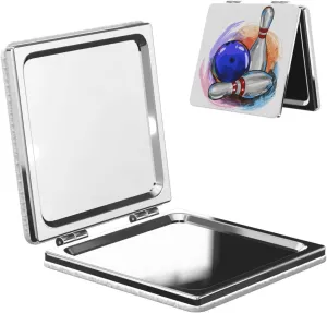 Cool Bowling Ball Women Small Makeup Mirror Portable Pocket Cosmetic Mirror for Travel