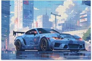 Cool Racing Car Jigsaw Puzzle 500 Pieces, Zigsaw Puzzles with Storage Bag and Reference Picture Alphabet Back 20.5×14.9 in