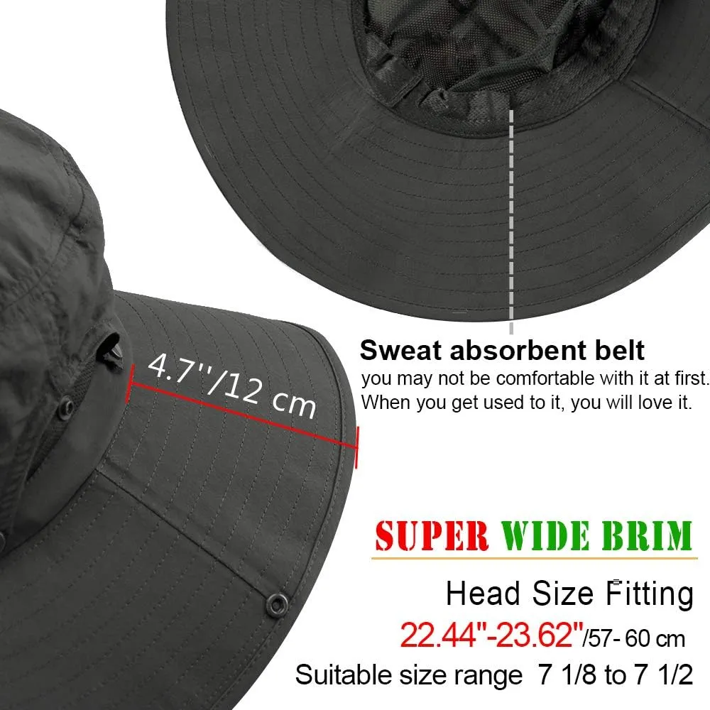 Cooltto Wide Brim Sun Hats with Waterproof Breathable for Fishing, Hiking, Camping，for Men Women Kids