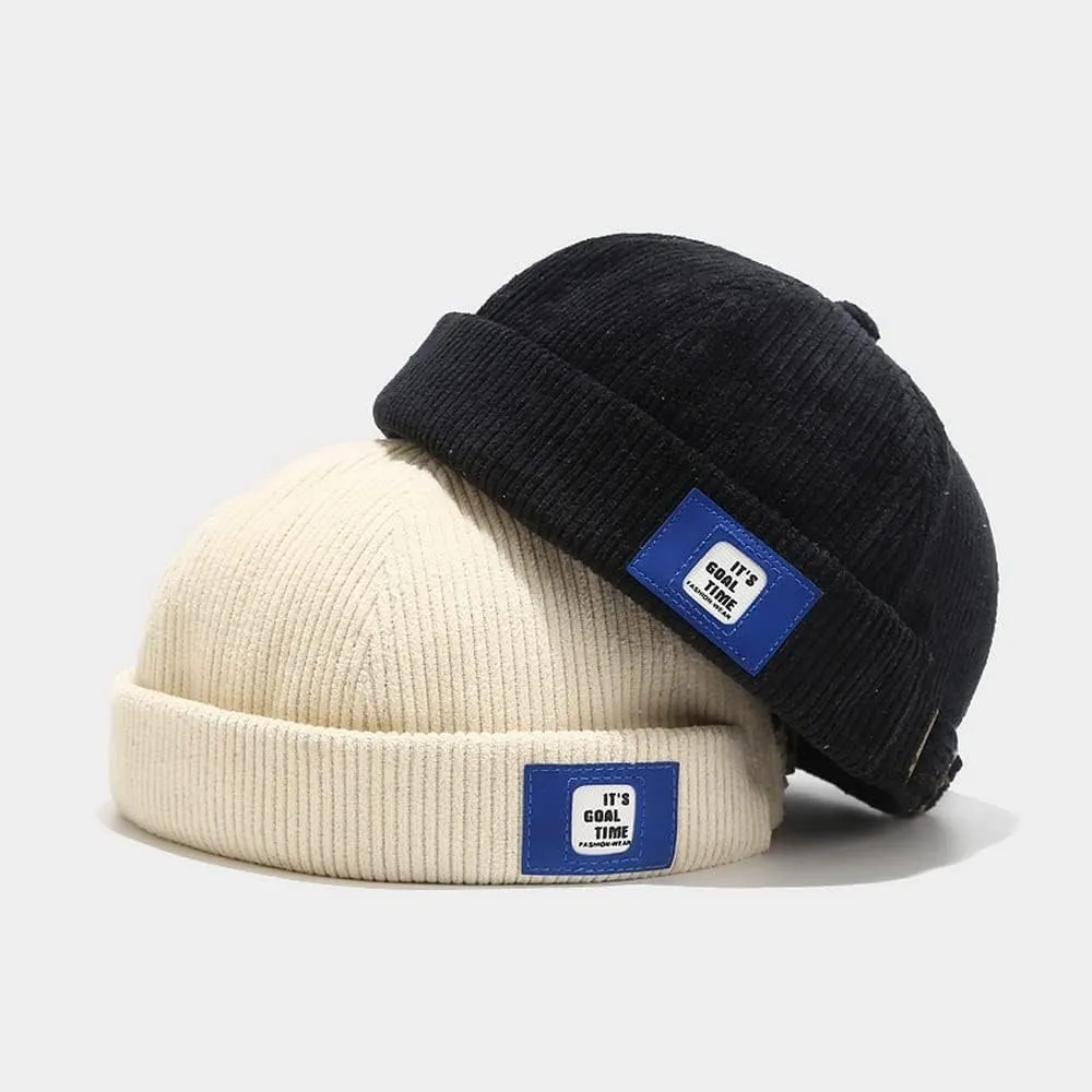 Corduroy Brimless Docker Hat for Unisex Stylish Adjustable Rolled Cuff Skull Cap Harbour Beanie Hats