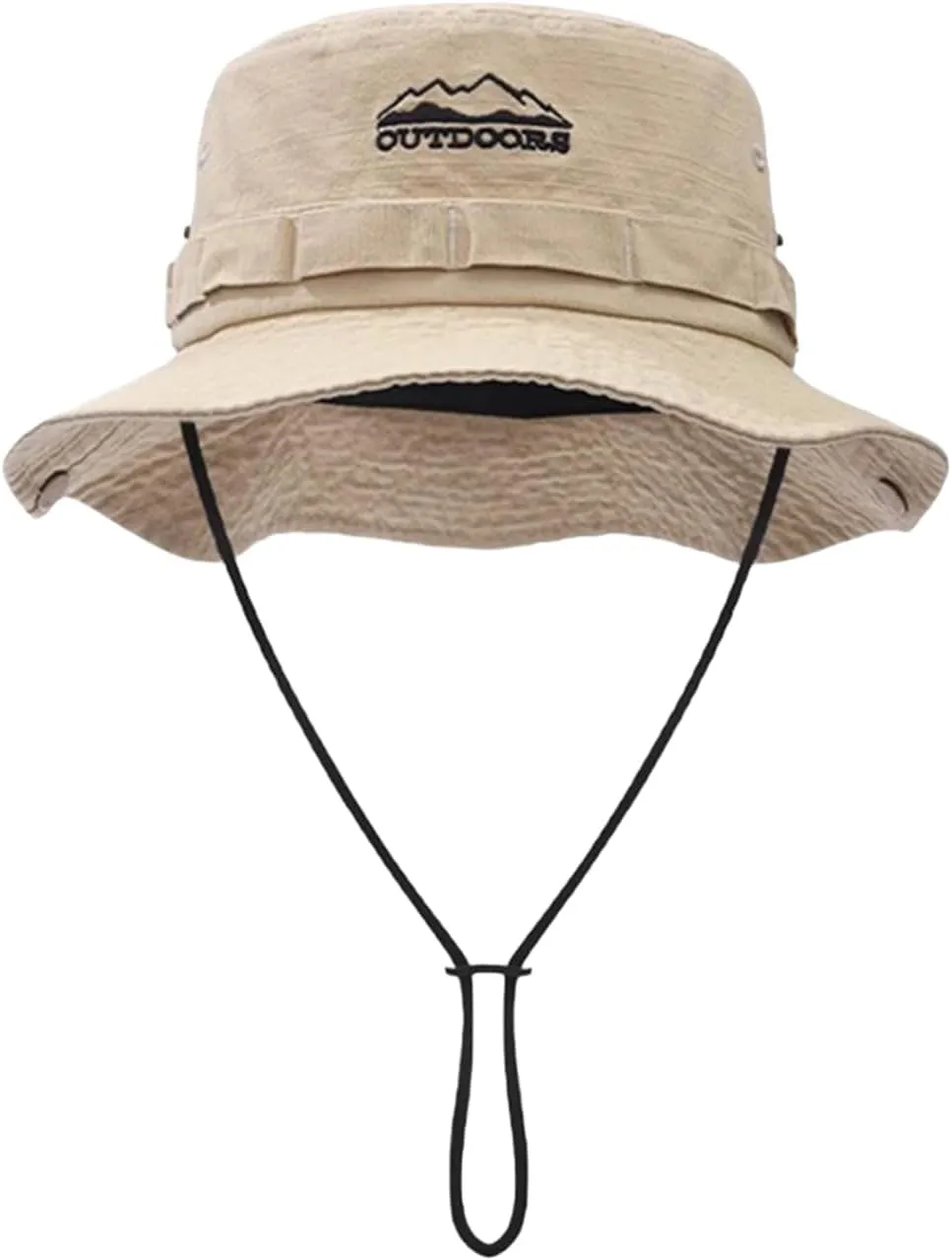 Cotton Boonie Sun Hat for Men Women, Foldable Outdoor Sun Protection Hat with Chin Strap for Fishing Hunting Hiking